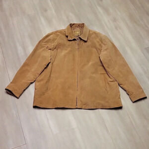 Boston Harbor Mens XXL Tan Lined Full Zip Leather Jacket Western Warm‎ Casual